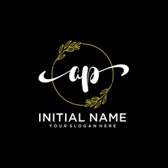 AP Initial handwriting logo vector. Hand lettering for designs.