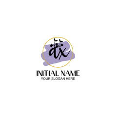 Initial letter AX beauty handwriting logo vector