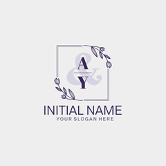 Initial letter AY beauty handwriting logo vector