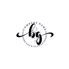 BG Initial handwriting logo vector. Hand lettering for designs.