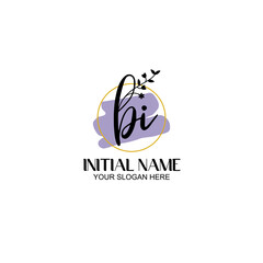 Obraz premium Initial letter BI beauty handwriting logo vector