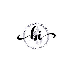 BI Initial handwriting logo vector. Hand lettering for designs.