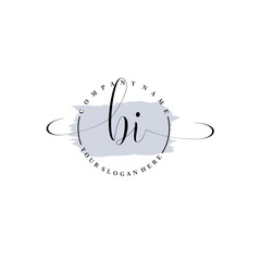 BI Initial handwriting logo vector. Hand lettering for designs.