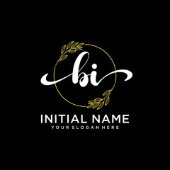 BI Initial handwriting logo vector. Hand lettering for designs.