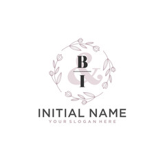 Initial letter BI beauty handwriting logo vector