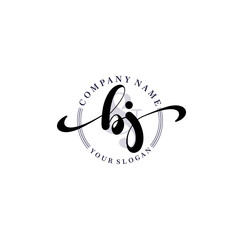 BJ Initial handwriting logo vector. Hand lettering for designs.