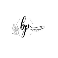 Initial letter BP beauty handwriting logo vector