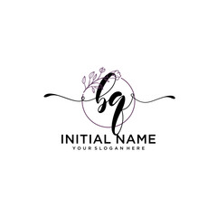 Initial letter BQ beauty handwriting logo vector