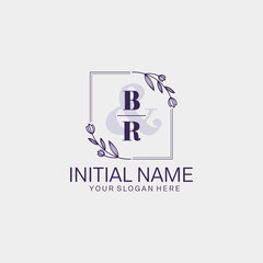 Initial letter BR beauty handwriting logo vector