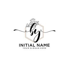 Initial letter BY beauty handwriting logo vector