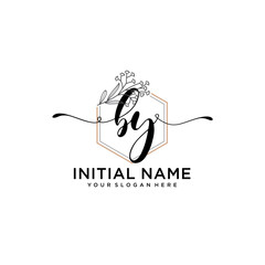 Fototapeta premium Initial letter BY beauty handwriting logo vector