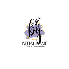 Initial letter BY beauty handwriting logo vector