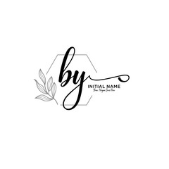 Initial letter BY beauty handwriting logo vector