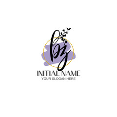 Initial letter BZ beauty handwriting logo vector