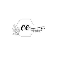 Initial letter CE beauty handwriting logo vector