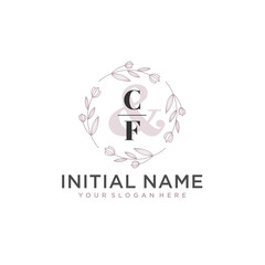 Initial letter CF beauty handwriting logo vector