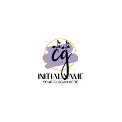 Initial letter CG beauty handwriting logo vector