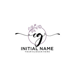 Initial letter CG beauty handwriting logo vector