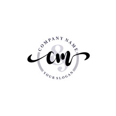 CM Initial handwriting logo vector. Hand lettering for designs.