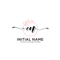 Initial letter CN beauty handwriting logo vector
