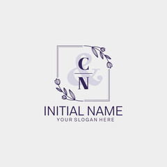 Initial letter CN beauty handwriting logo vector