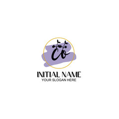 Initial letter CO beauty handwriting logo vector