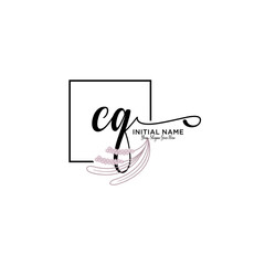 Initial letter CQ beauty handwriting logo vector