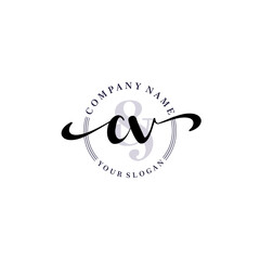 CV Initial handwriting logo vector. Hand lettering for designs.