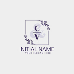 Initial letter CV beauty handwriting logo vector