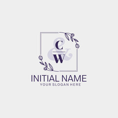 Initial letter CW beauty handwriting logo vector