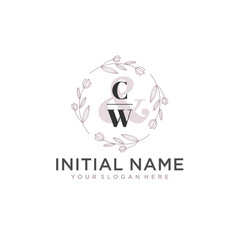 Initial letter CW beauty handwriting logo vector