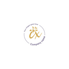 Initial letter CX beauty handwriting logo vector