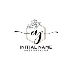 Initial letter CY beauty handwriting logo vector