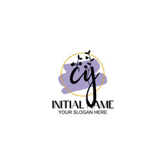 Initial letter CY beauty handwriting logo vector