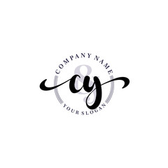 CY Initial handwriting logo vector. Hand lettering for designs.