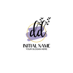 Initial letter DD beauty handwriting logo vector