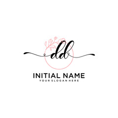 Initial letter DD beauty handwriting logo vector