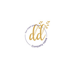 Initial letter DD beauty handwriting logo vector