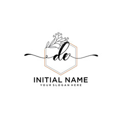 Initial letter DE beauty handwriting logo vector