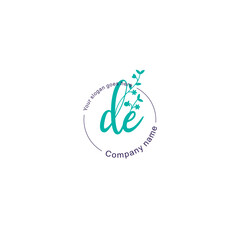Initial letter DE beauty handwriting logo vector