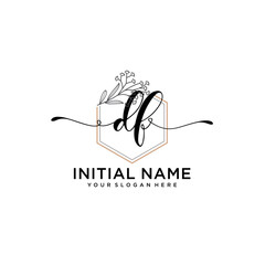 Initial letter DF beauty handwriting logo vector