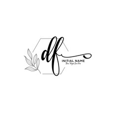 Initial letter DF beauty handwriting logo vector