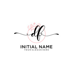 Initial letter DF beauty handwriting logo vector