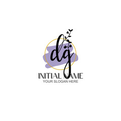 Initial letter DG beauty handwriting logo vector