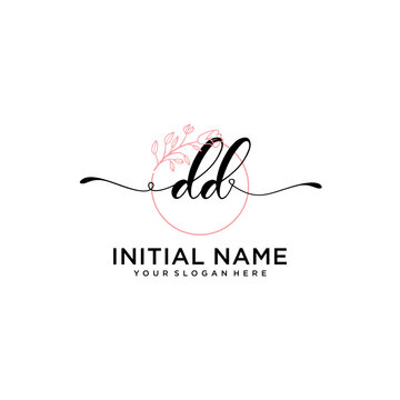 Initial letter DD beauty handwriting logo vector