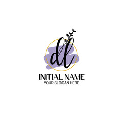 Initial letter DL beauty handwriting logo vector