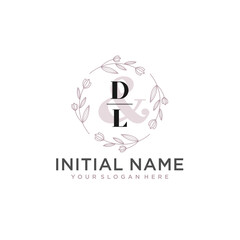 Initial letter DL beauty handwriting logo vector
