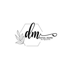 Initial letter DM beauty handwriting logo vector