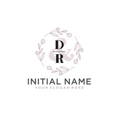 Initial letter DR beauty handwriting logo vector