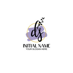 Initial letter DS beauty handwriting logo vector